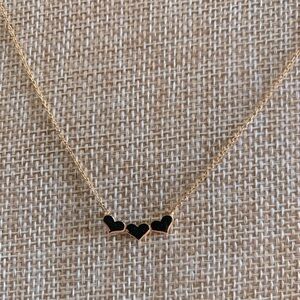Dainty Delicate Gold Tone Three Linking Hearts Pendant Necklace